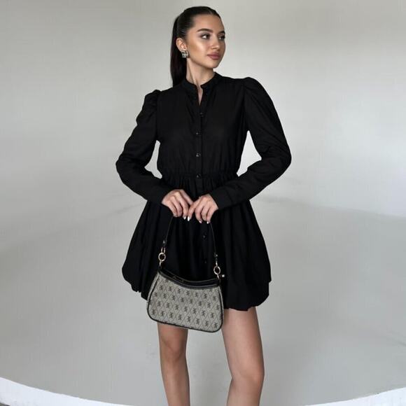 ZARA Cotton Balloon Sleeve Mini Dress 🖤✨ NWT - Picture 7 of 16